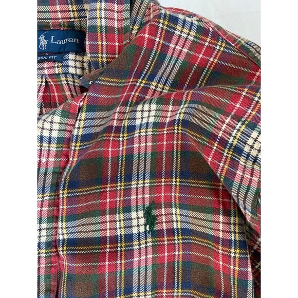 Ralph Lauren Short Sleeve Button Down Men's Sz Medium Classic Fit Red Plaid EUC - Picture 4 of 9